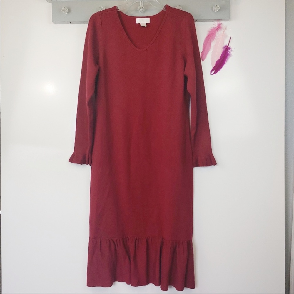 RACHEL PARCELL Ruffle Trim Knit Sweater Dress - Picture 5 of 5
